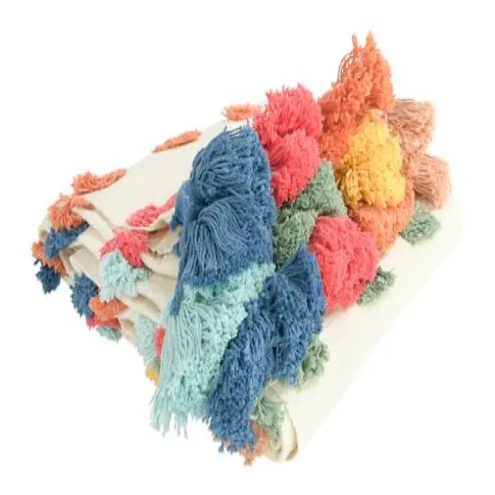 Hello Honey&reg; Woven Cotton Throw with Tufted Dots and Tassels {9}