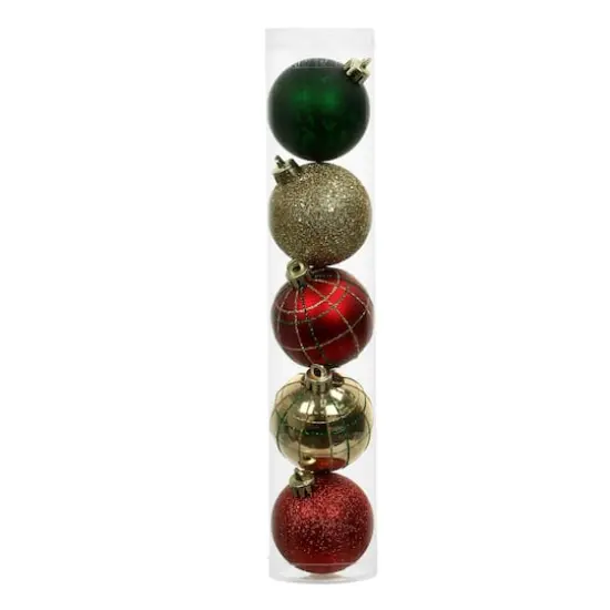 5 Pack 2.2" Red, Green & Gold Shatterproof Ball Ornaments by Ashland® {1}