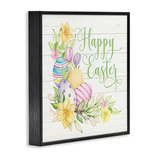Stupell Industries Happy Easter Daffodils Framed Giclee Art Black {4}