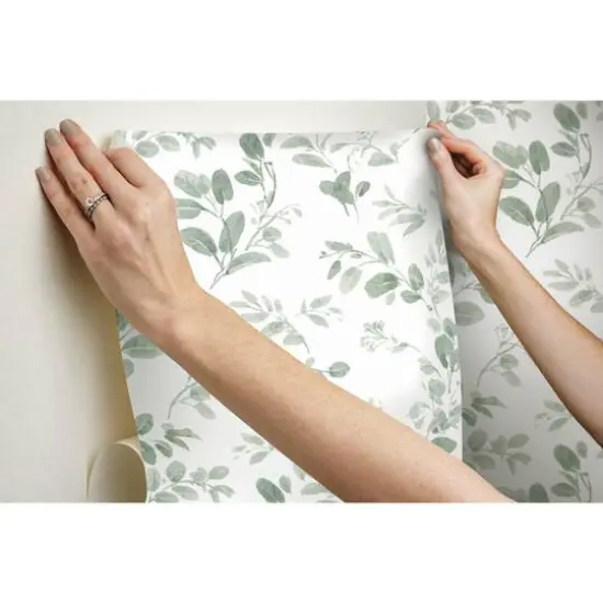 RoomMates Green Dancing Leaves Peel & Stick Wallpaper {10}