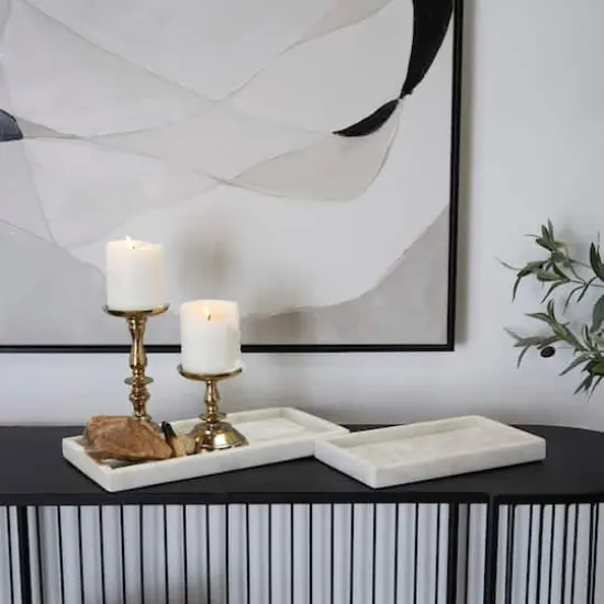 CosmoLiving by Cosmopolitan White Marble Slim Tray Set {3}