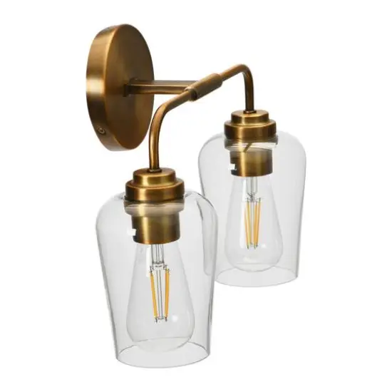 Hello Honey&reg; Robert Stevenson Lighting Holden Metal & Glass 2-Light Vanity Brushed Bronze {8}