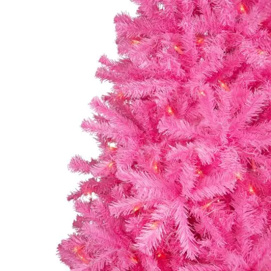 6ft. Pre-Lit Pink Medium Pine Artificial Christmas Tree, Clear Lights {4}