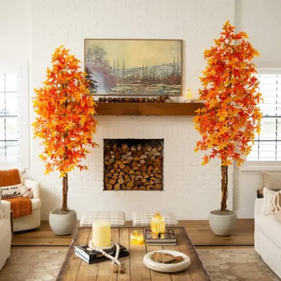 8ft. Autumn Deluxe Maple Artificial Fall Tree {9}