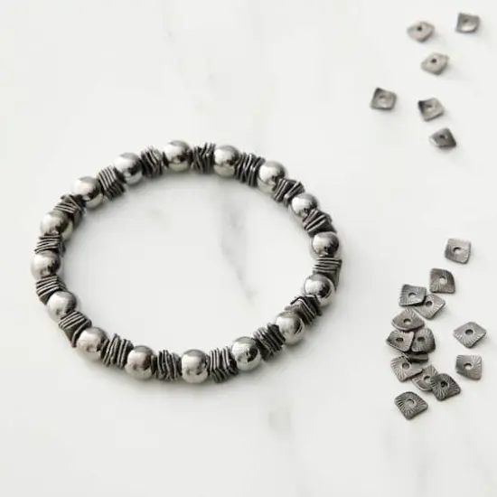Metal Hammered Square Beads, 6mm by Bead Landing&trade; Hematite {3}