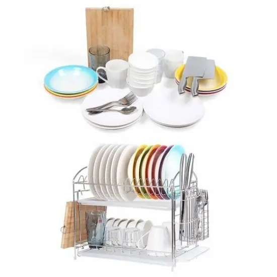 Stainless Steel 2-Tier Dish Rack {7}