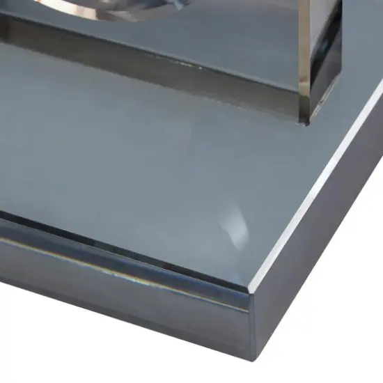 6" Silver Crystal Geometric Square Bookends with Circle Cut Outs Set {7}