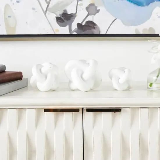 White Geometric Knot Inspired Sculpture Set {3}