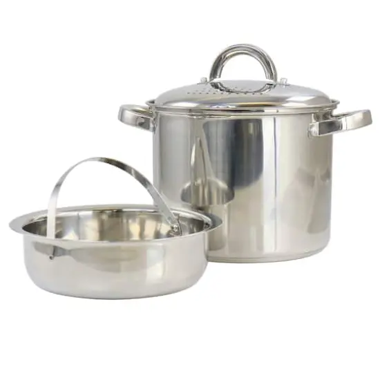 Oster Sangerfield 5qt. Stainless Steel Pasta Pot with Strainer Lid and Steamer Basket {1}