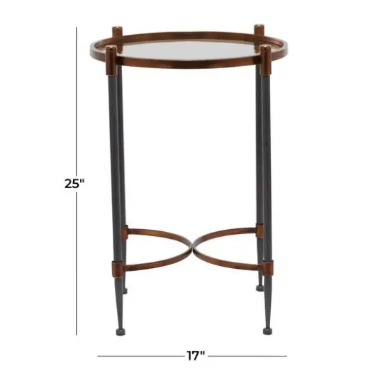 25" Black Iron Traditional Accent Table {8}