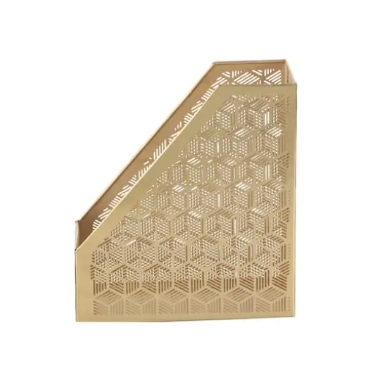 12" Gold Iron Glam Magazine Holder {4}