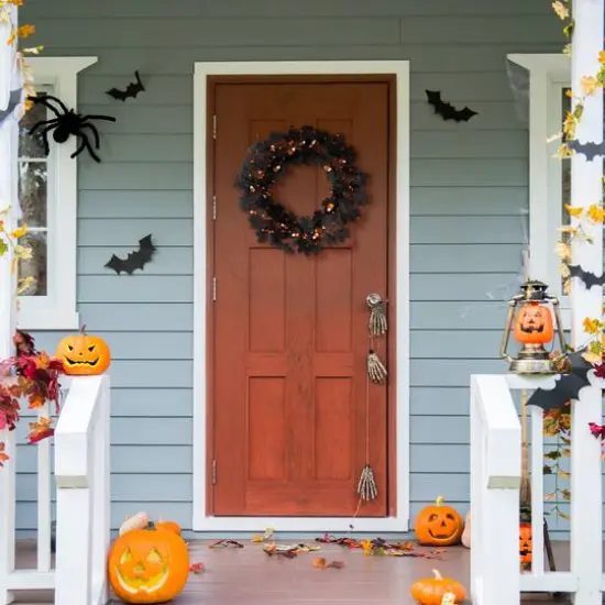 Glitzhome&reg; 24" Halloween Candy Corn Berries Wreath {5}