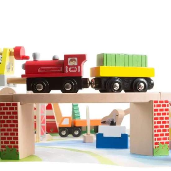 Toy Time Wooden Train Set with Play Mat {7}