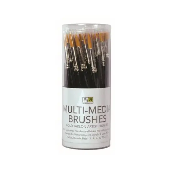 Art Advantage 72 Piece Gold Nylon Flat & Round Brush Set {1}