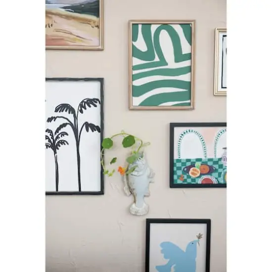 Hello Honey&reg; 11.75" White & Tan Reactive Glaze Stoneware Fish Shaped Wall Vase {4}