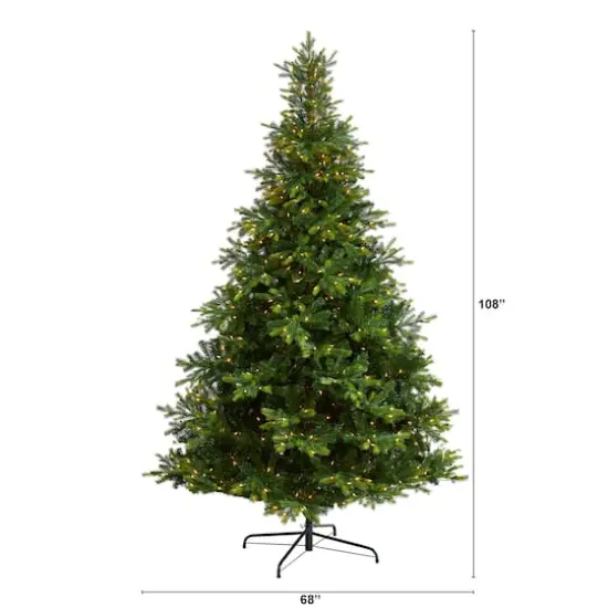 9ft. Pre-Lit North Carolina Spruce Artificial Christmas Tree, Clear LED Lights {8}
