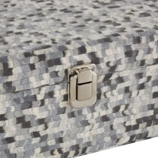 Gray Fabric Handmade Storage Decorative Box with Bronze Latches Set {6}