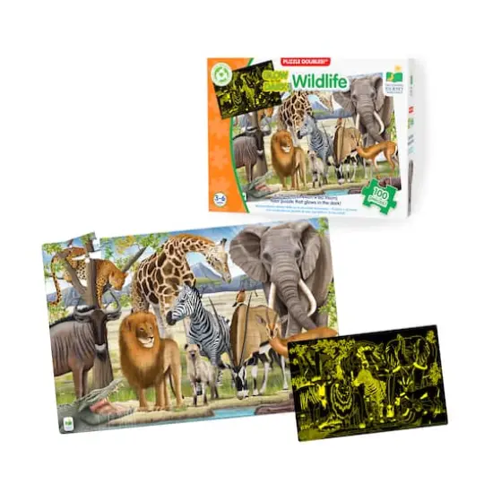 Puzzle Doubles! - Glow in the Dark Wildlife: 100 Pcs {4}