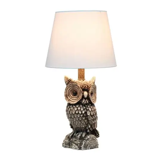 Simple Designs&trade; 20" Brown and White Owl Table Lamp with Shade White Shade {3}