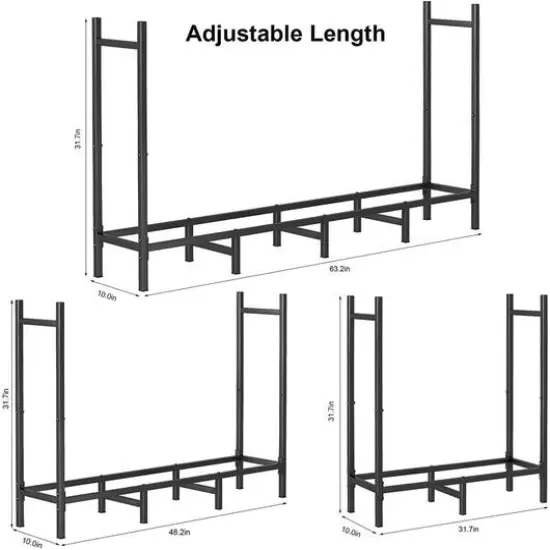 NEX&trade; 63" Heavy Duty Outdoor Metal Firewood Storage Rack {3}