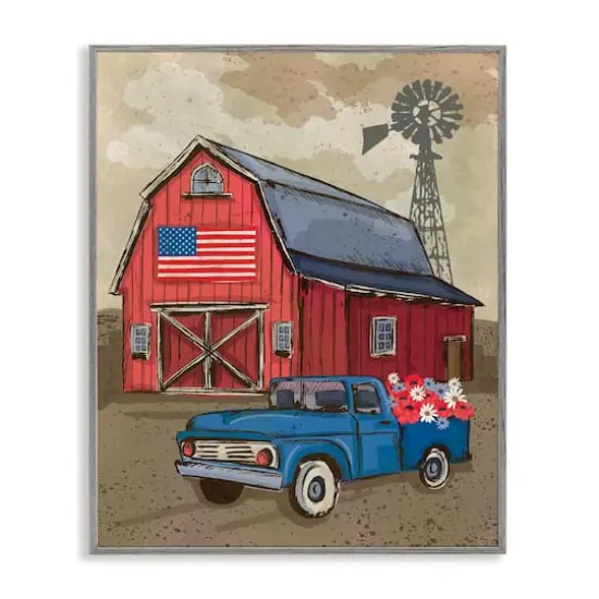 Stupell Industries Vintage Americana Barn Framed Giclee Art Gray {1}