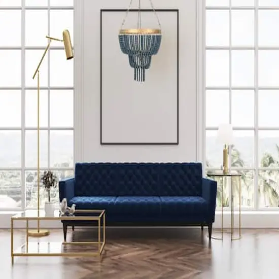 Hello Honey&reg; 25.5" Iron Pendant Light With Blue Wood Beads {4}