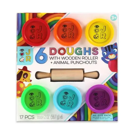 Bright Stripes JR 6 Doughs With Wooden Rolling Pin Set {1}