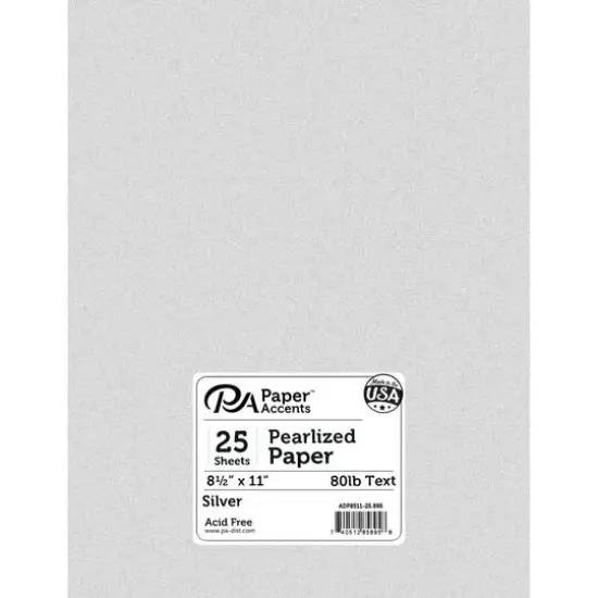PA Paper&trade; Accents Pearlized 8.5" x 11" 80lb. Paper, 25 Sheets Silver {1}