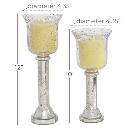 Set of 2 Clear Glass Vintage Hurricane Lamp, 9", 10" {7}