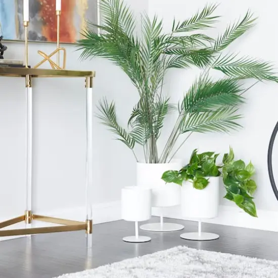 Metal Modern Planters Set White {4}