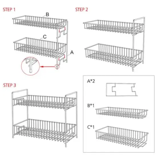 NEX&trade; 2-Tier Black Kitchen Countertop Spice Rack Organizer {4}