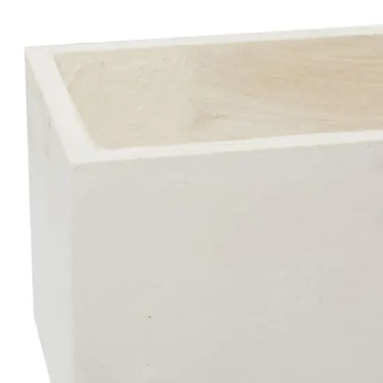 Set of 2 White Fiber clay Contemporary Planter, 17", 21" {11}