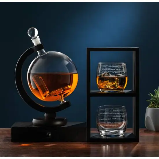 JoyJolt&reg; Executive Computer 3-Piece Whiskey Decanter & Glasses Set {6}