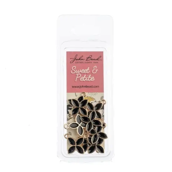 John Bead Sweet & Petite Four Petals Charms, 10ct. Black {3}
