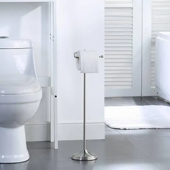 SunnyPoint 24.5" Black Nickel Bathroom Free Standing Toilet Tissue Paper Holder with Reserve Function {4}