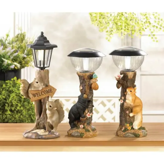 10" Friendly Squirrels Solar Figurine {3}