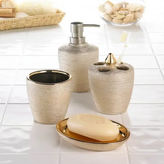 Golden Shimmer Bath Accessory Set {3}