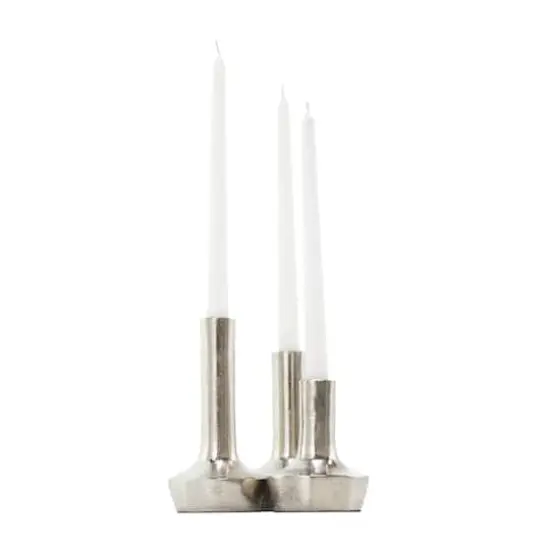 Silver Aluminum Candle Holder with Rounded Base Set {5}