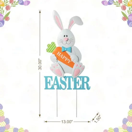 Glitzhome&reg; 30" Easter Metal Bunny Yard Stake {8}