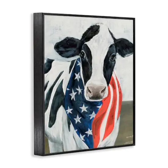 Stupell Industries Farm Cow American Flag Animal Framed Giclee Art Black {4}