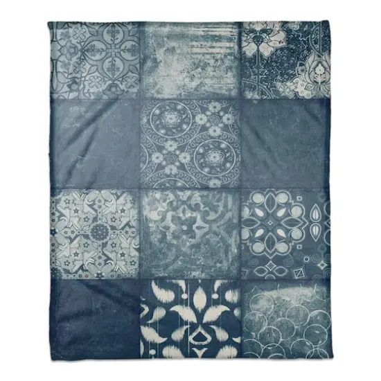 Indigo Panel Coral Fleece Blanket {1}