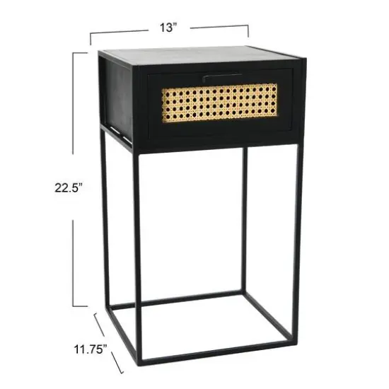 Hello Honey&reg; 22" Black Cane & Mango Wood End Table {10}