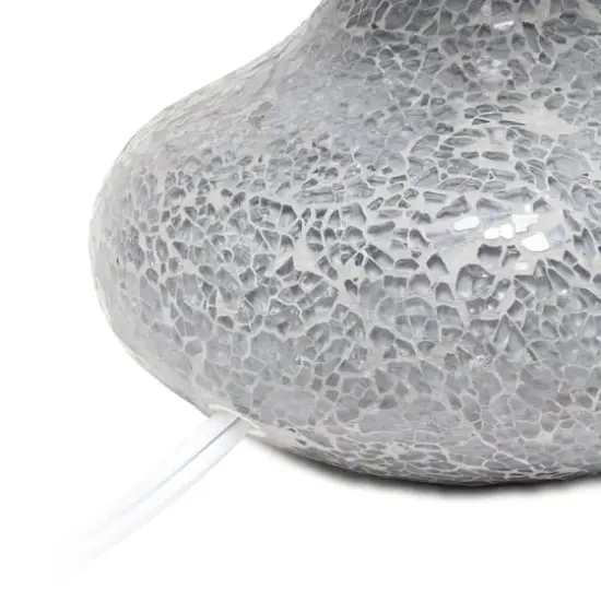 Simple Designs 14" Mosaic Glass Genie Table Lamp with Fabric Shade Gray {8}