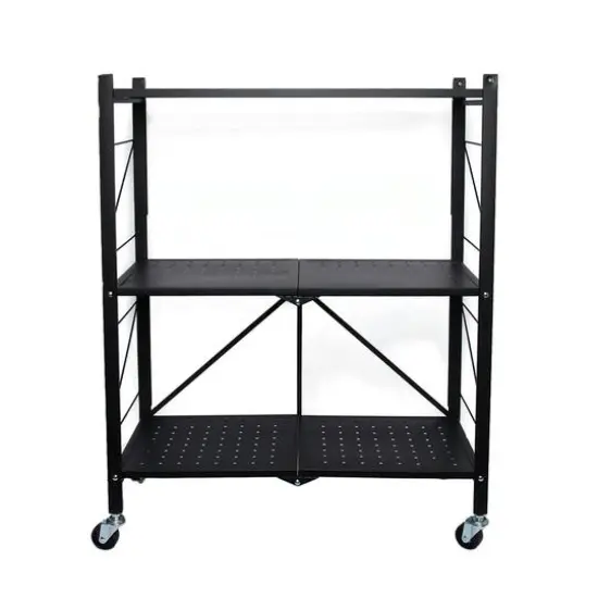 Household Essentials 34" Black Metal 3-Tier Foldable Utility Rack {12}