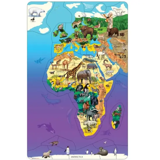 Animal Magnetism&reg; Magnetic Wildlife Map Puzzle: Eurasia & Africa {1}