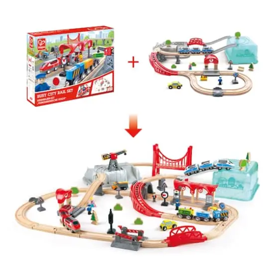 Hape Wooden City Train Bucket Set {7}