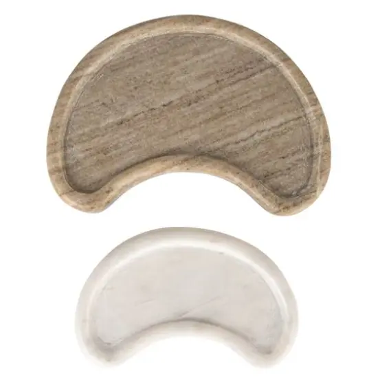 Hello Honey&reg; White & Buff Nestable Marble Kidney Shaped Tray Set {12}