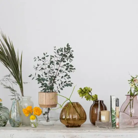 Hello Honey&reg; 9.75" Brown Round Fluted Glass Vase {6}