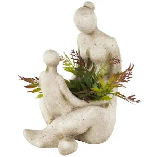 17.5" Cream Mother & Child Sitting Planter {4}