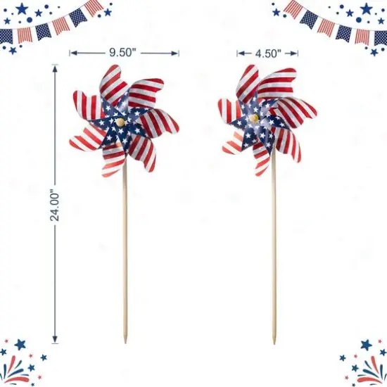 Glitzhome&reg; 24" Stars & Stripes Patriotic Windmills, 6ct. {9}